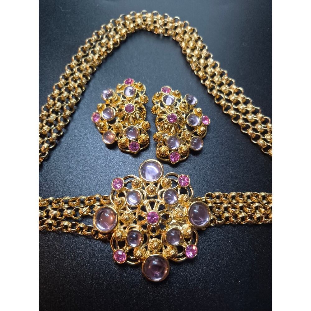 Vintage Jose Maria Barrera for Avon Marbella Necklace & Clip Earrings Set 1992 - Picture 12 of 15